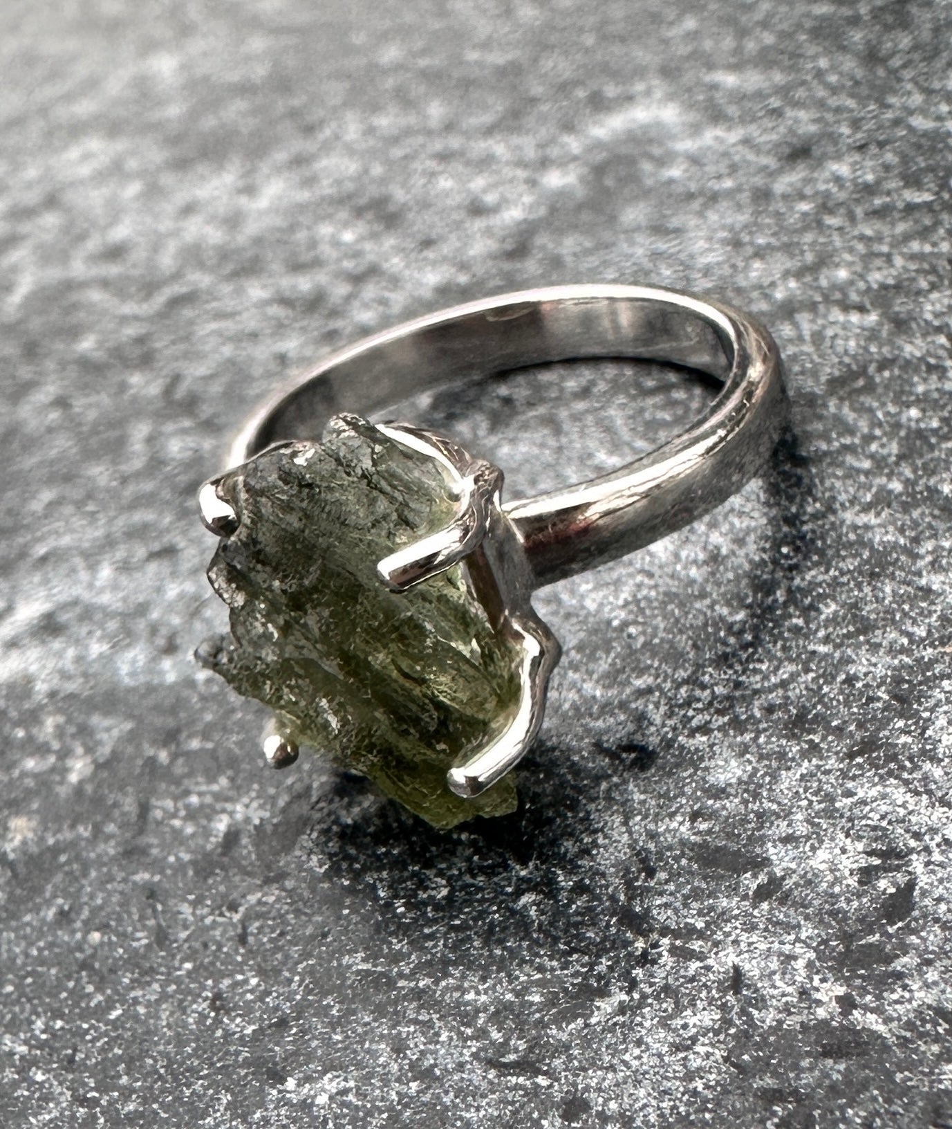 Moldavite Ring Sterling Silver (SIZE 6 or L/M) | TRANSFORMATIVE TEKTITE