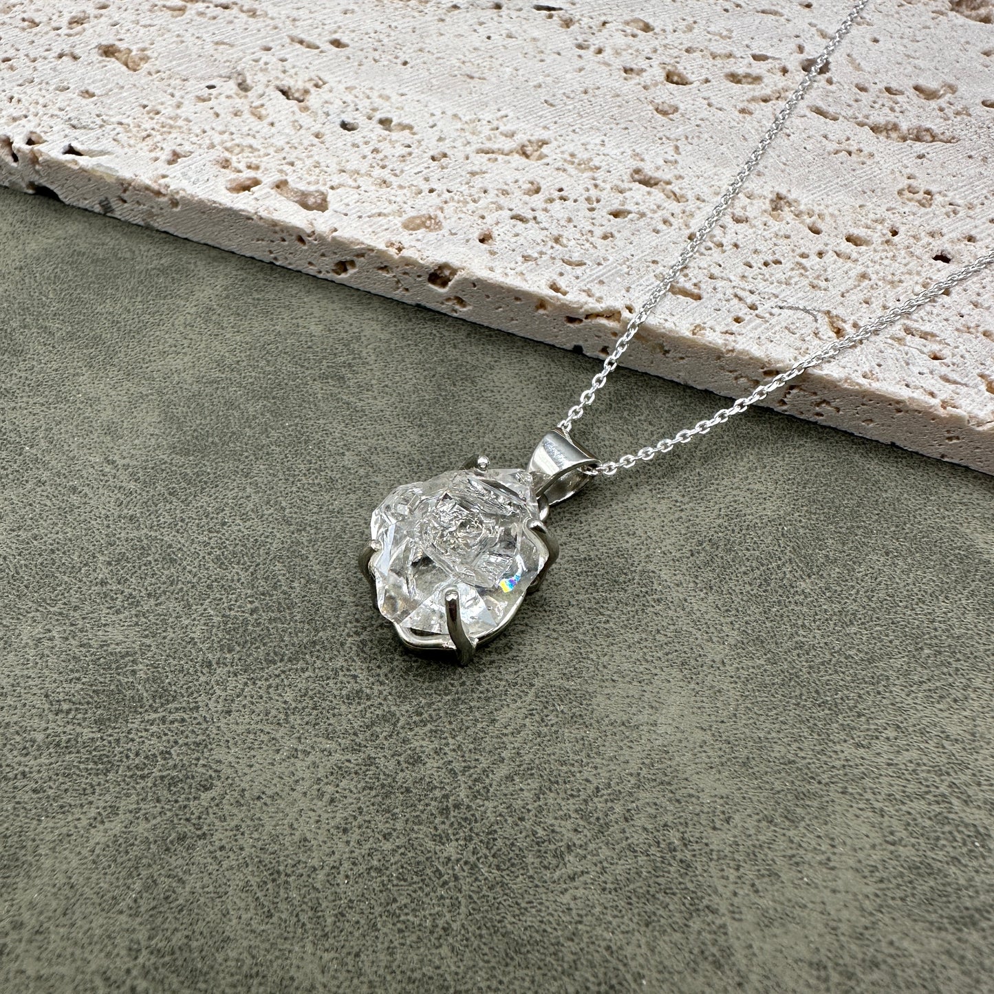 'The Stone of Attunement' HIGH GRADE Herkimer Diamond Necklace Sterling Silver