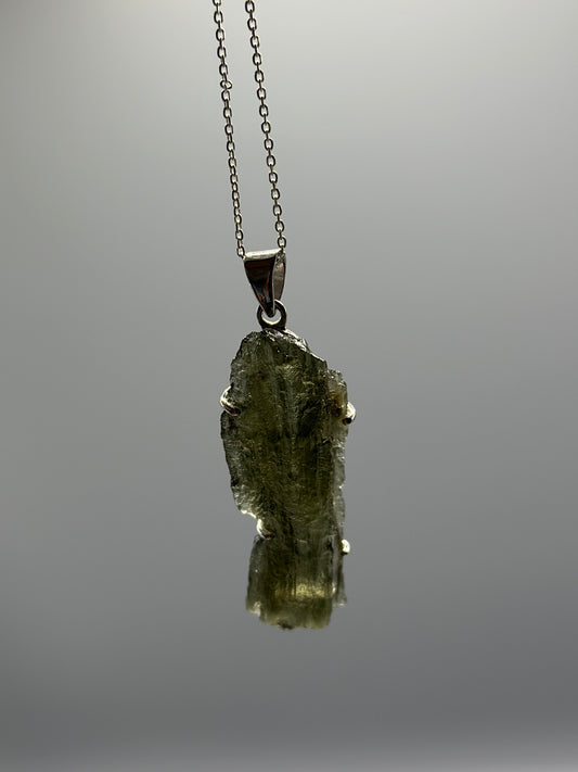 Moldavite Necklace Sterling Silver | TRANSFORMATIVE TEKTITE