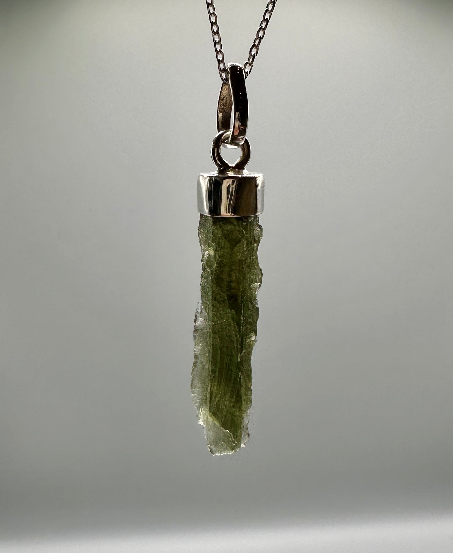 Moldavite Necklace Sterling Silver 2.6g Chlum