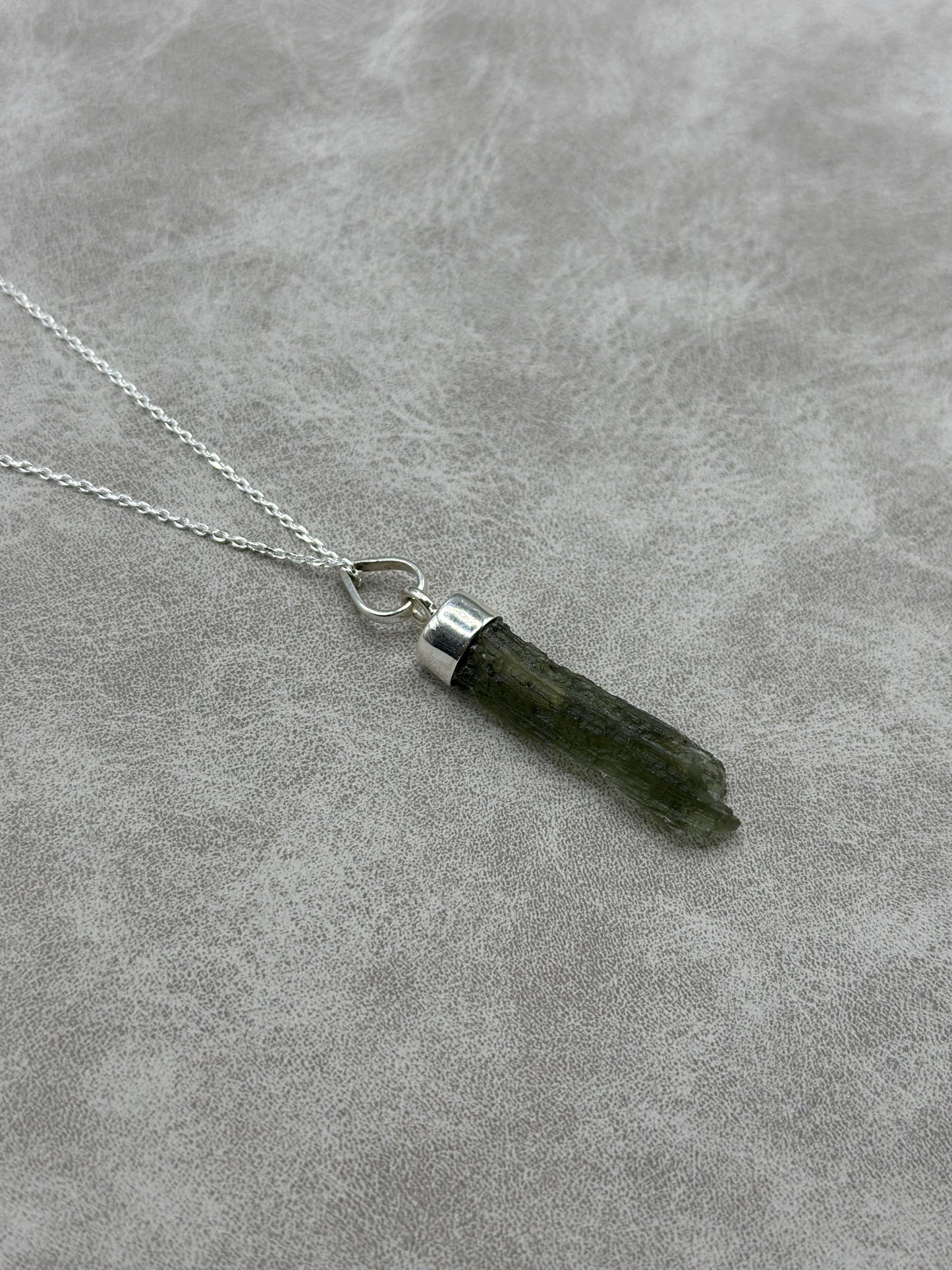 Moldavite Necklace Sterling Silver 2.6g Chlum