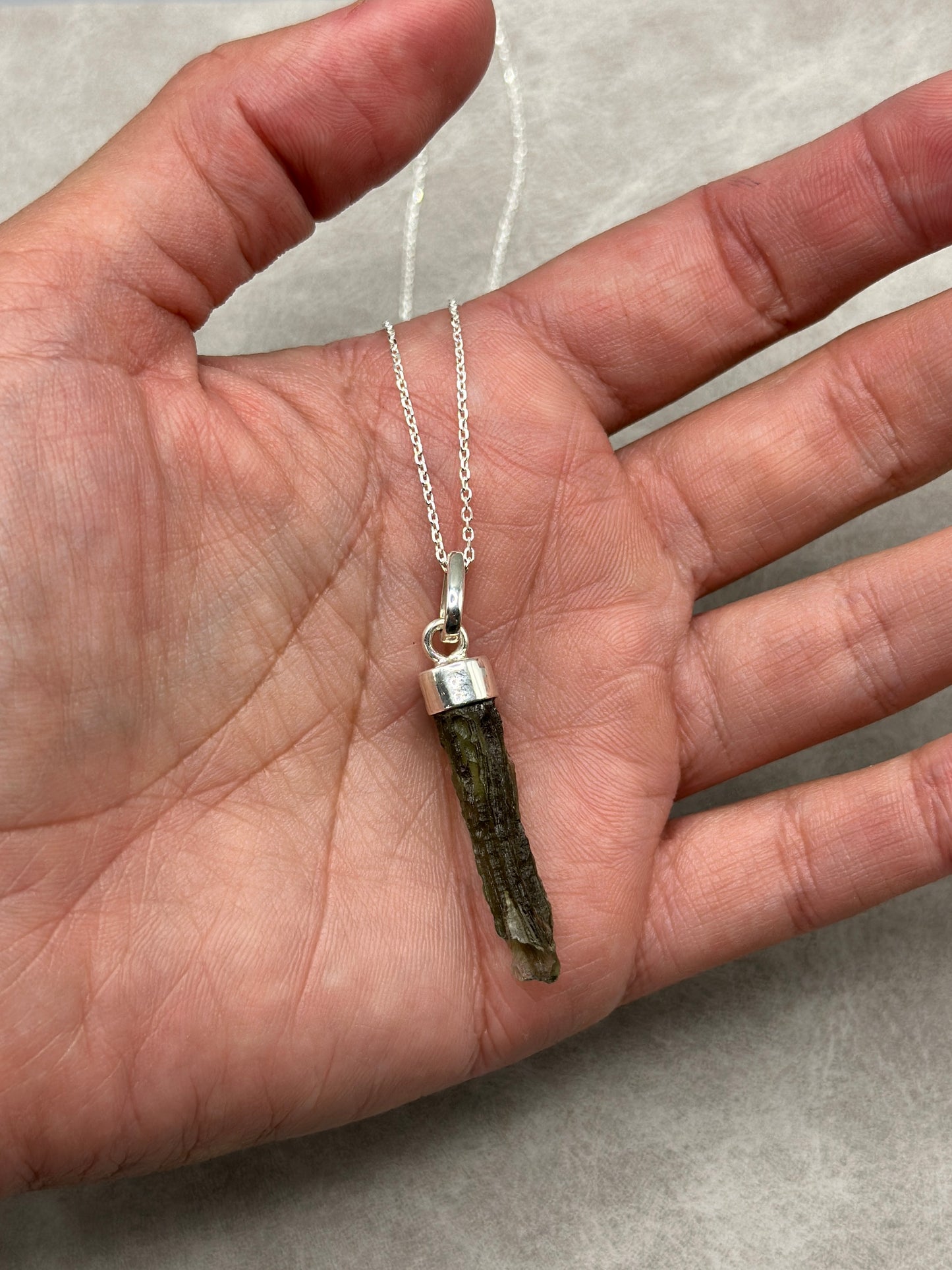 Moldavite Necklace Sterling Silver 2.6g Chlum