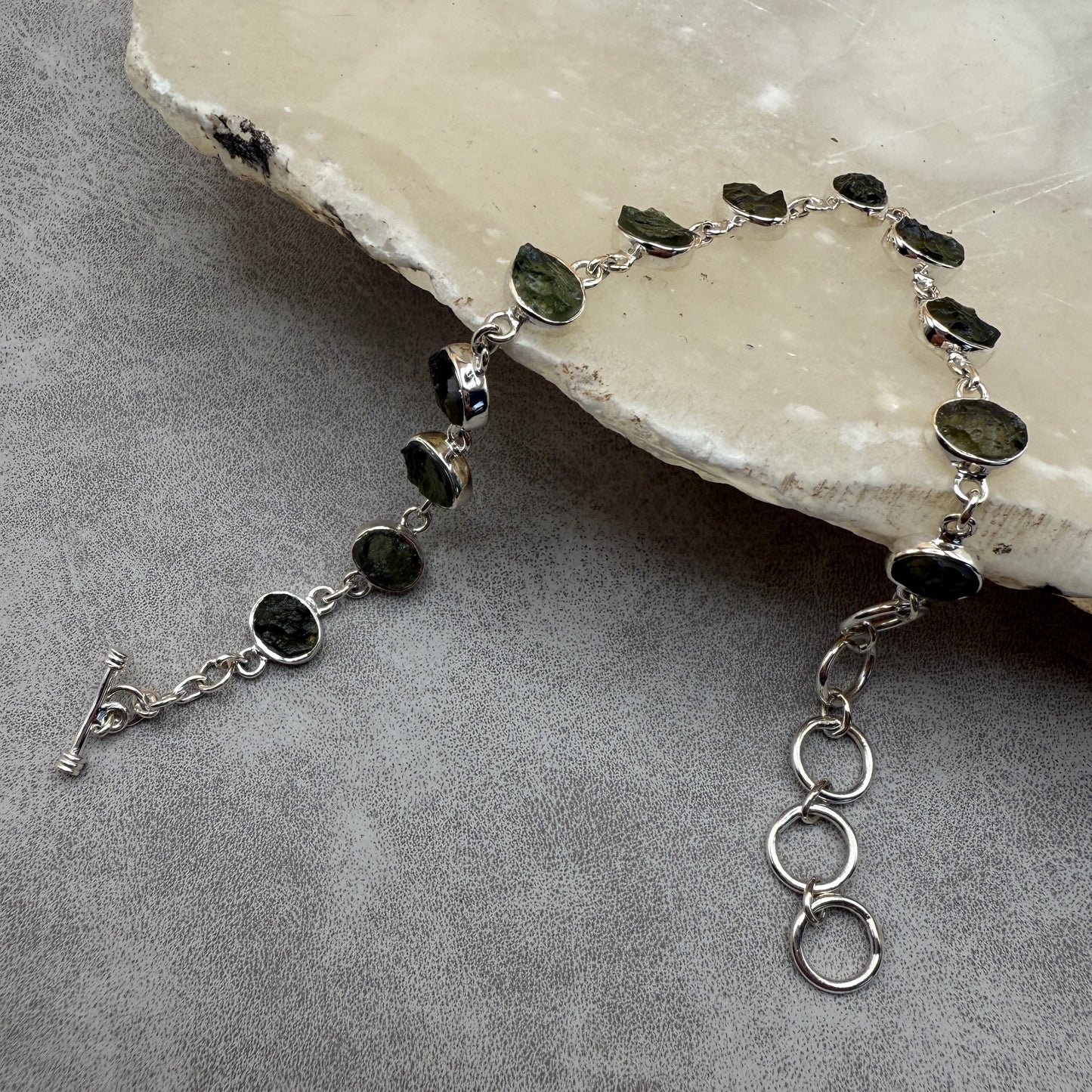 Moldavite Sterling Silver  Bracelet | TRANSFORMATIVE TEKTITE