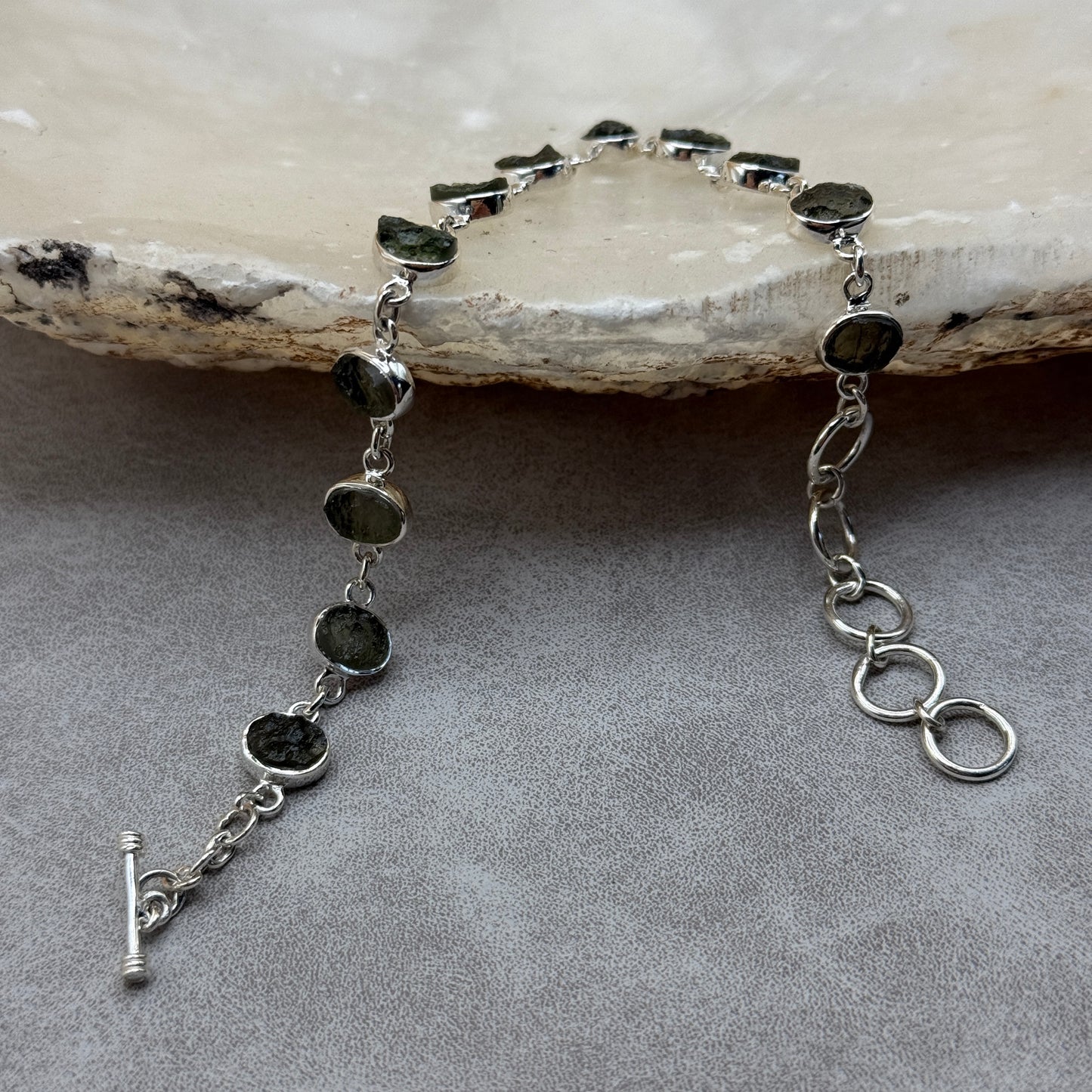 Moldavite Sterling Silver  Bracelet | TRANSFORMATIVE TEKTITE