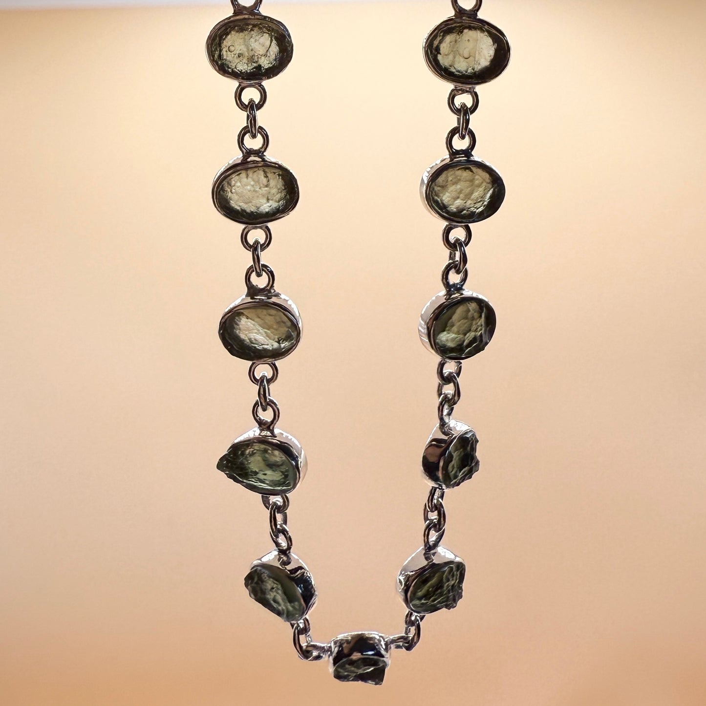 Moldavite Sterling Silver  Bracelet | TRANSFORMATIVE TEKTITE