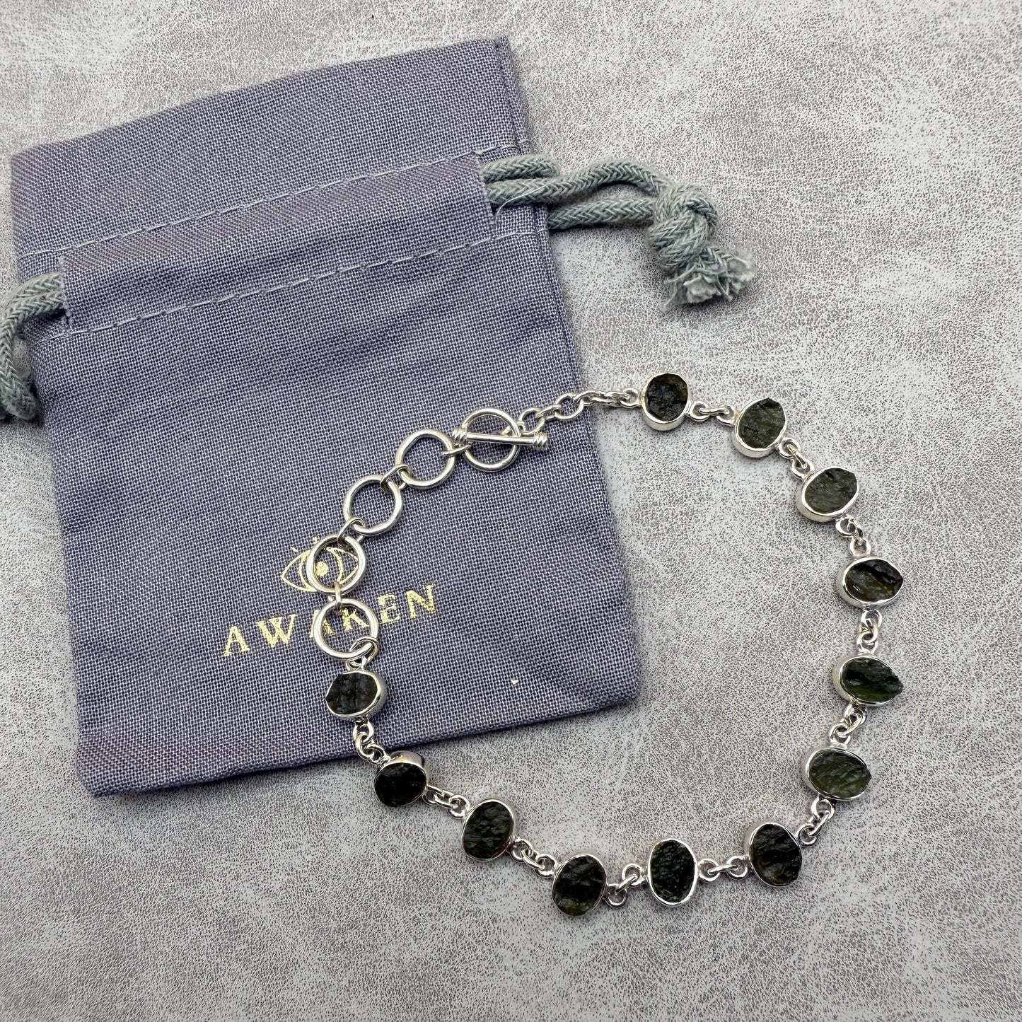 Moldavite Sterling Silver  Bracelet | TRANSFORMATIVE TEKTITE