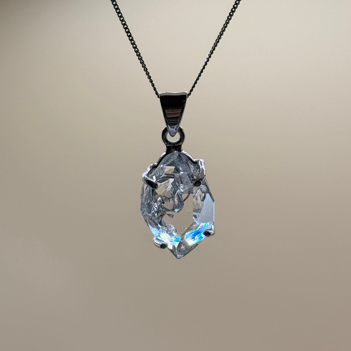 Large HIGH GRADE Herkimer Diamond Necklace Sterling Silver | THE STONE OF ATTUNEMENT