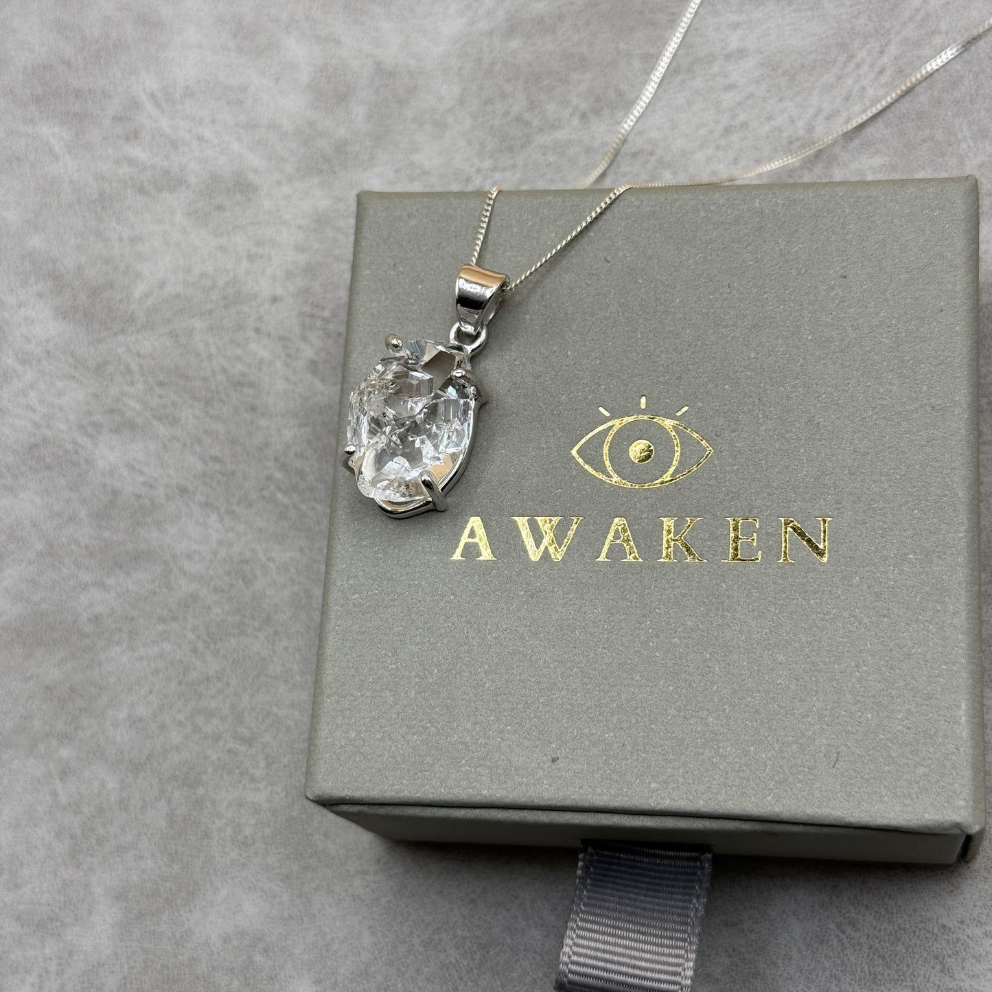 HIGH GRADE Herkimer Diamond Necklace Sterling Silver | THE STONE OF ATTUNEMENT