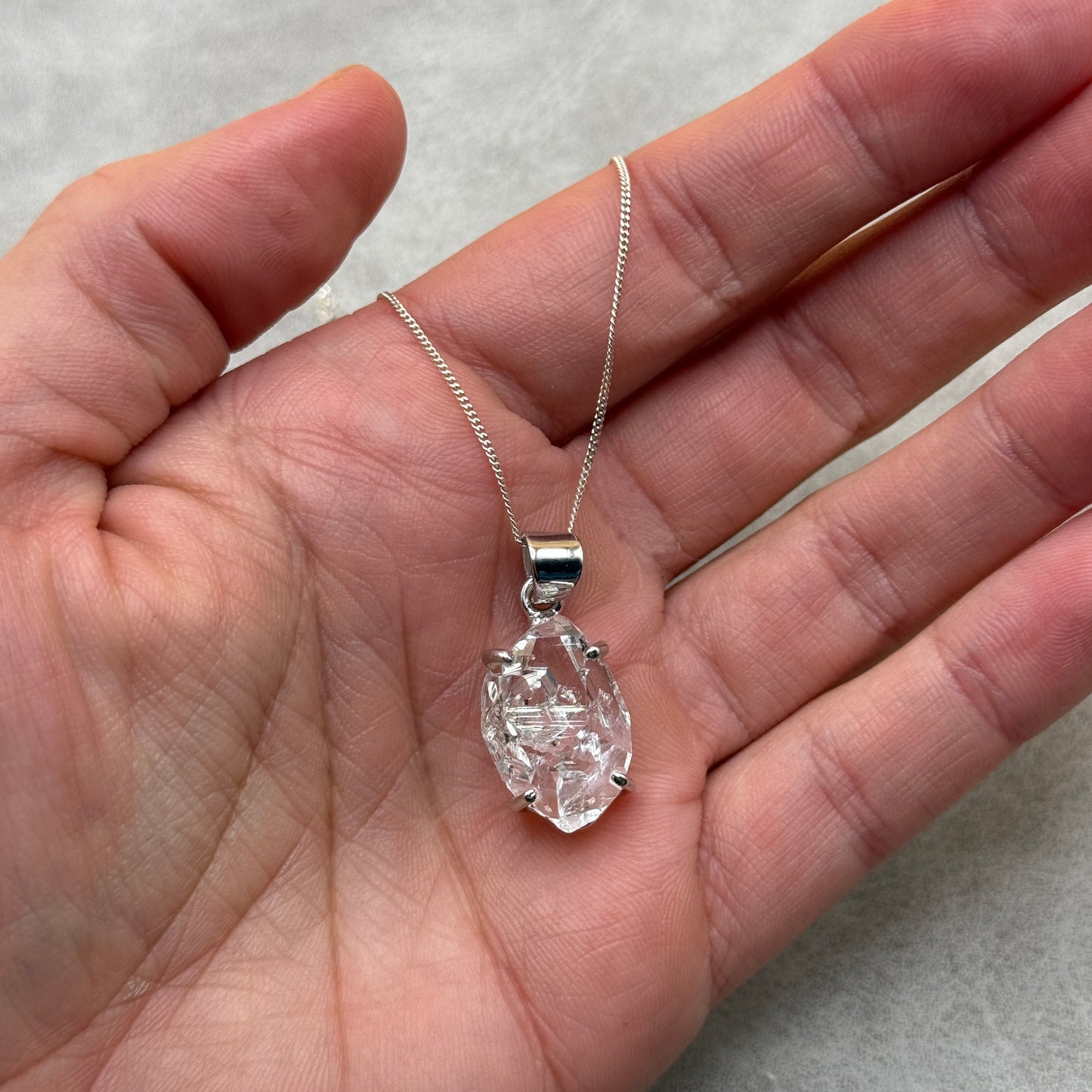 Large HIGH GRADE Herkimer Diamond Necklace Sterling Silver | THE STONE OF ATTUNEMENT