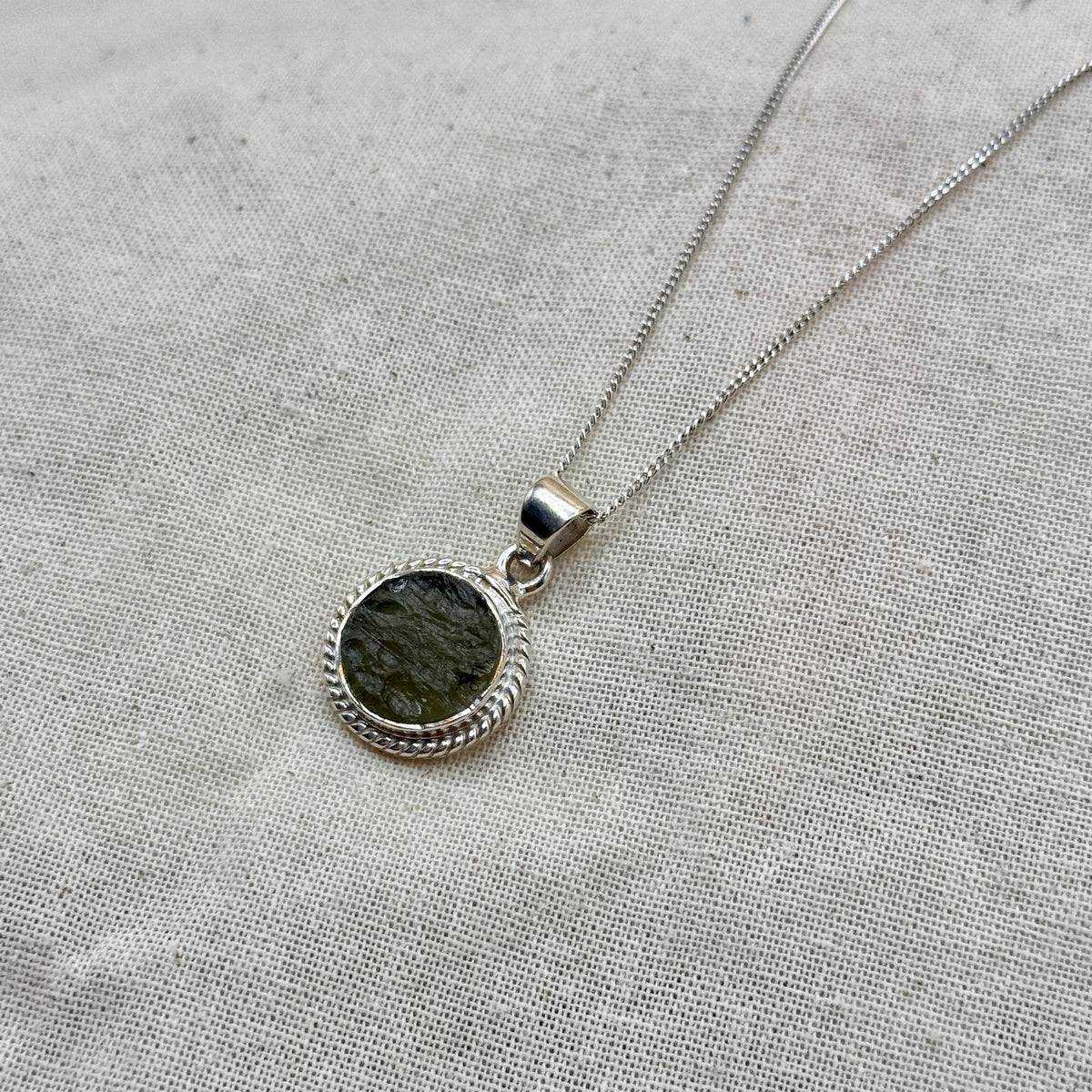 Moldavite Necklace Sterling Silver | TRANSFORMATIVE TEKTITE