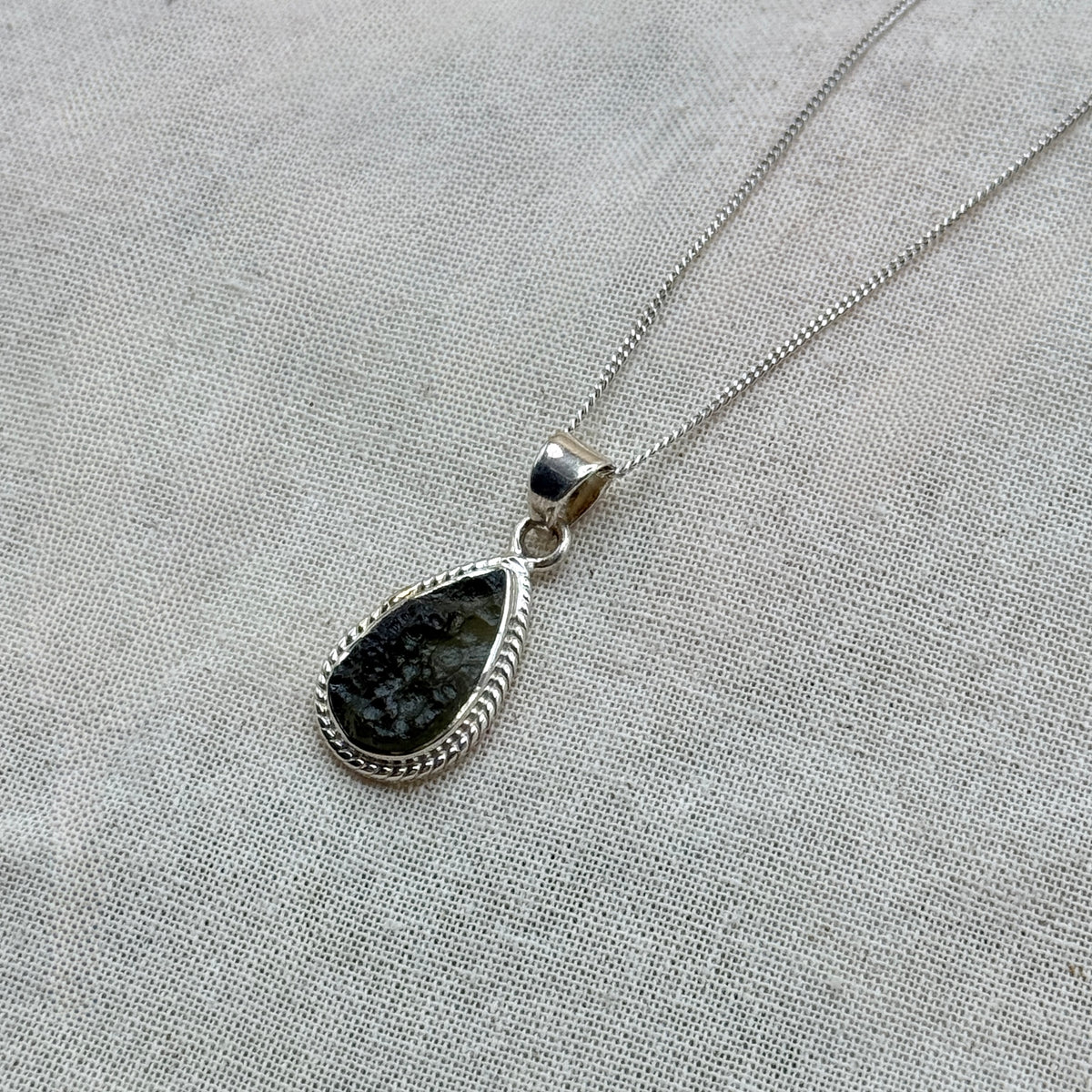 Moldavite Necklace Sterling Silver | TRANSFORMATIVE TEKTITE