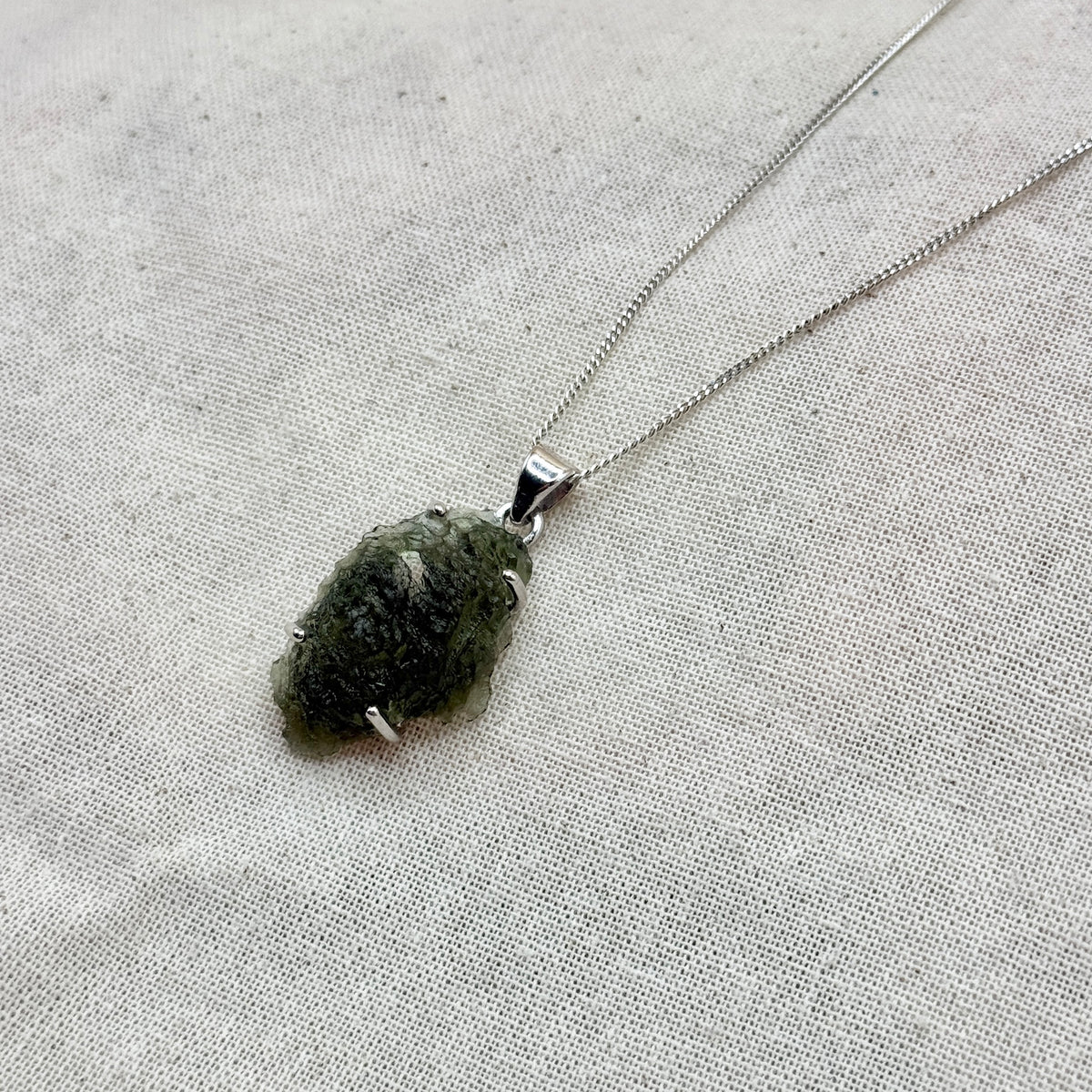 Moldavite Necklace Sterling Silver | TRANSFORMATIVE TEKTITE