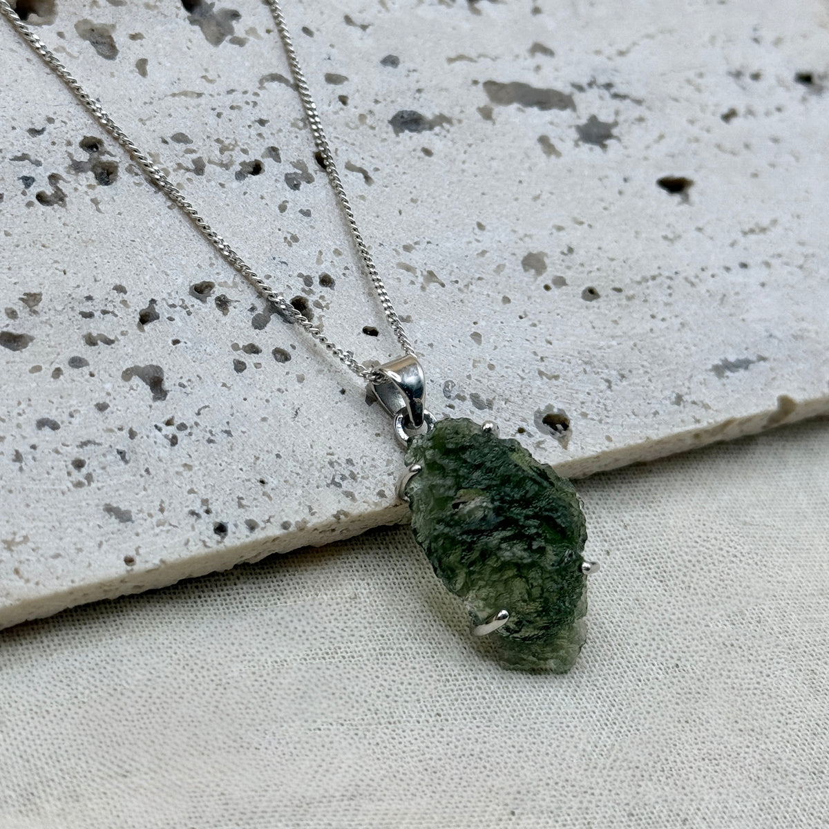 Moldavite Necklace Sterling Silver | TRANSFORMATIVE TEKTITE
