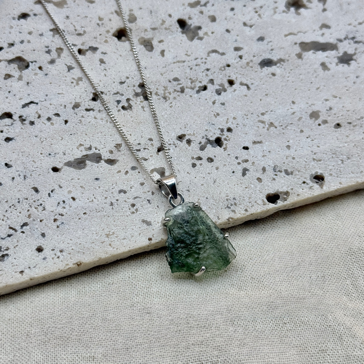 Moldavite Necklace Sterling Silver | TRANSFORMATIVE TEKTITE
