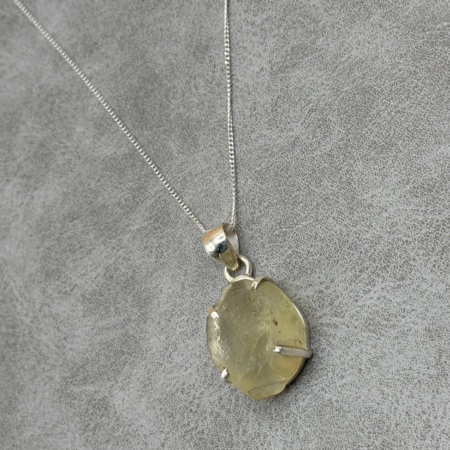 Sterling Silver 925 Libyan Desert Glass Necklace | TRANSFORMATION | ABUNDANCE | INSPIRATION