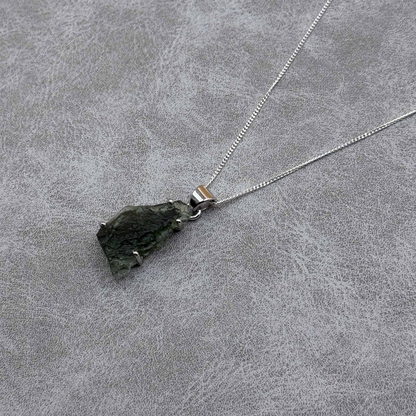 Moldavite Necklace Sterling Silver | TRANSFORMATIVE TEKTITE