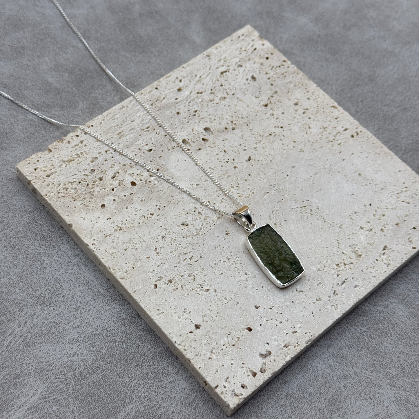 Moldavite Necklace Sterling Silver | TRANSFORMATIVE TEKTITE