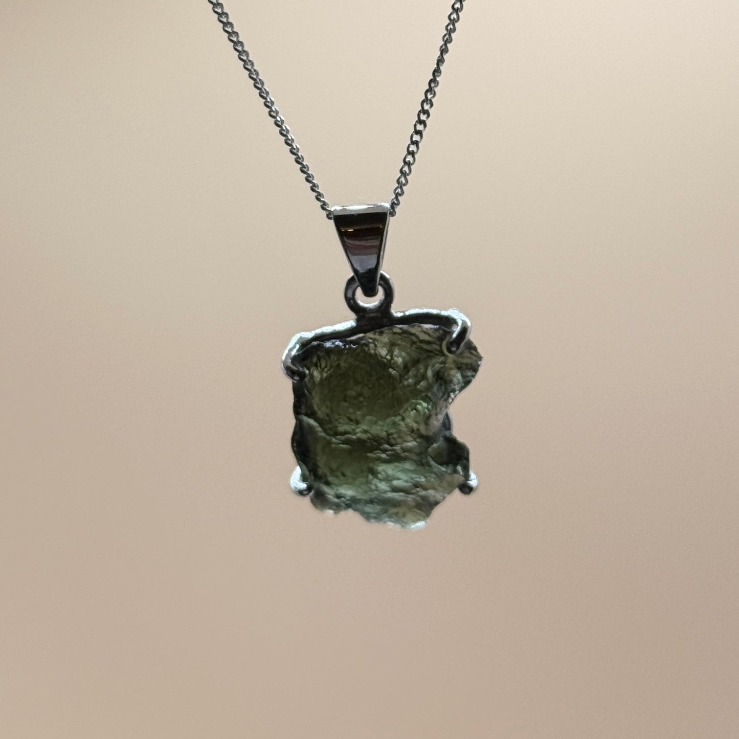 Moldavite Necklace Sterling Silver | TRANSFORMATIVE TEKTITE