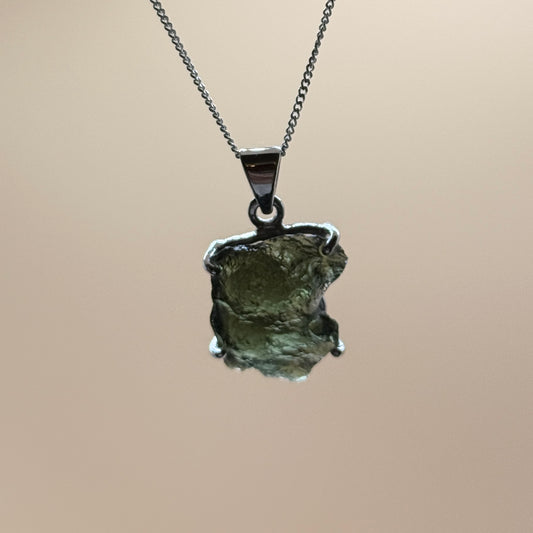 Moldavite Necklace Sterling Silver | TRANSFORMATIVE TEKTITE