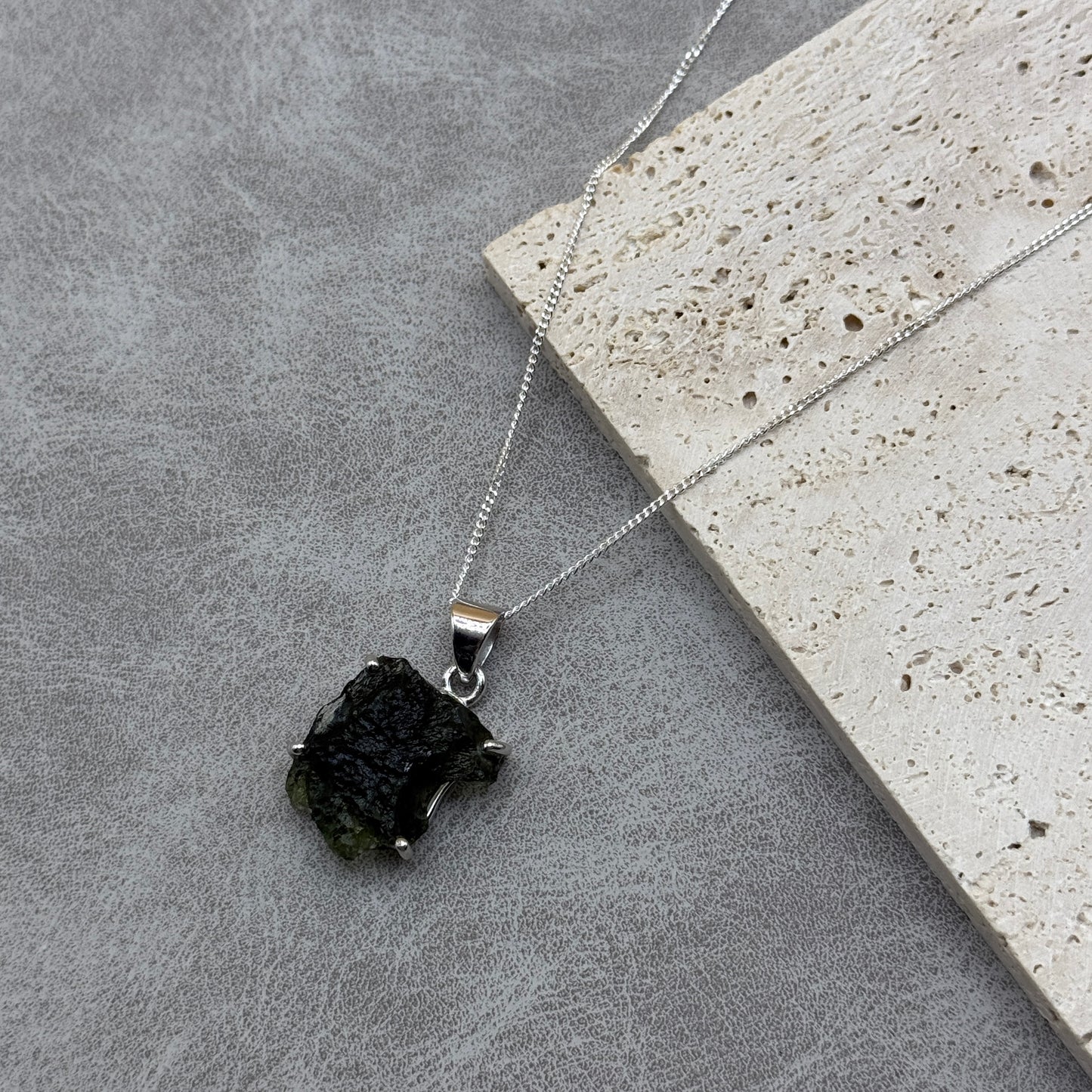 Moldavite Necklace Sterling Silver | TRANSFORMATIVE TEKTITE