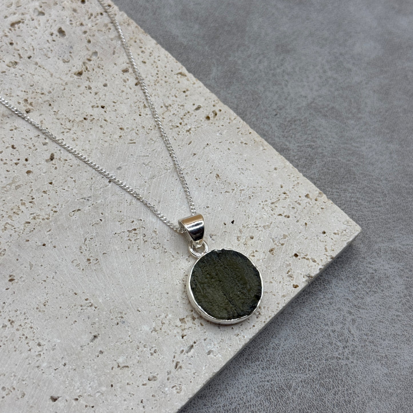 Moldavite Necklace Sterling Silver | TRANSFORMATIVE TEKTITE