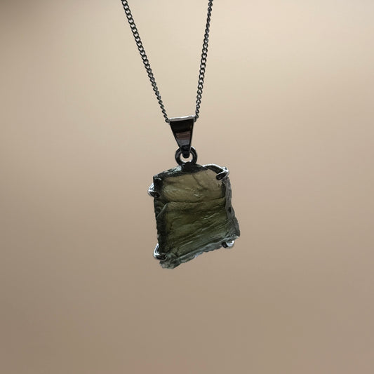 Moldavite Necklace Sterling Silver | TRANSFORMATIVE TEKTITE