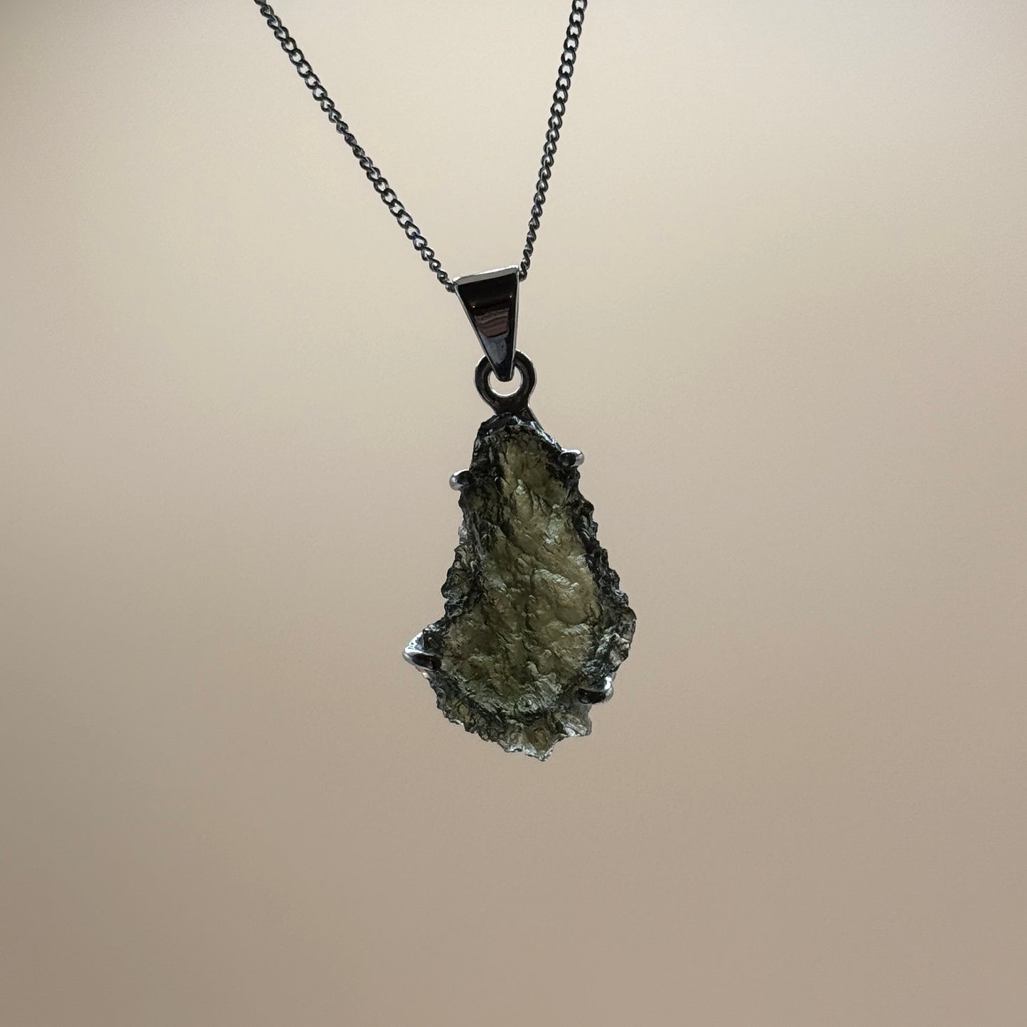 Moldavite Necklace Sterling Silver | TRANSFORMATIVE TEKTITE