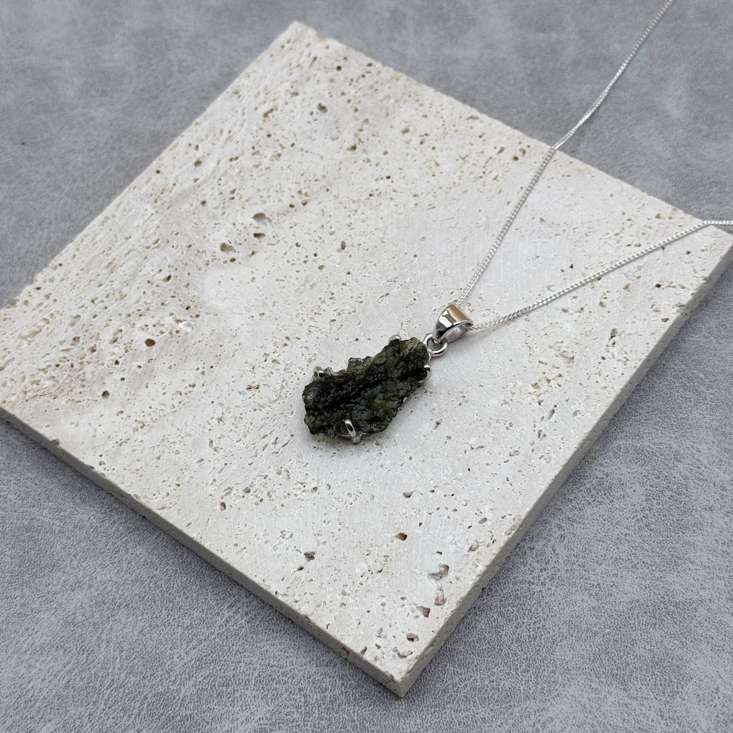 Moldavite Necklace Sterling Silver | TRANSFORMATIVE TEKTITE