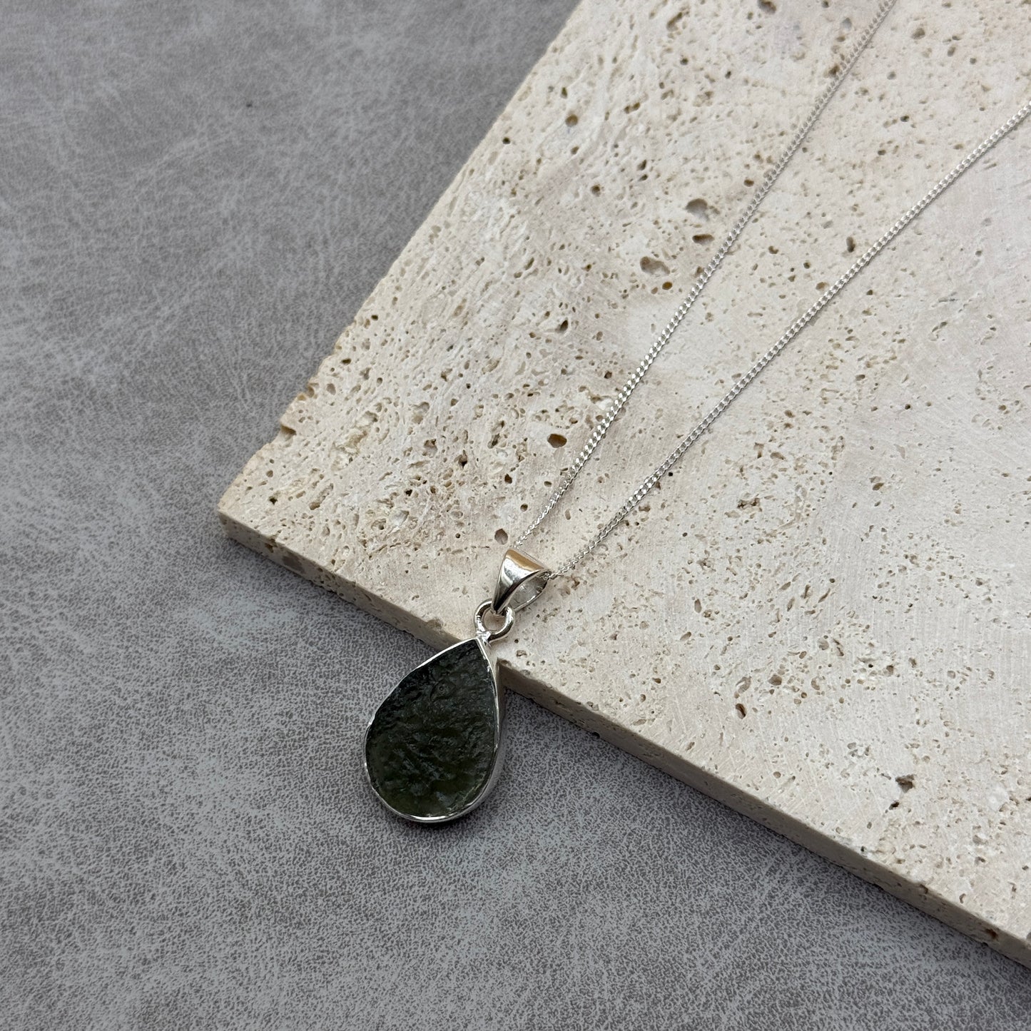 Moldavite Necklace Sterling Silver | TRANSFORMATIVE TEKTITE