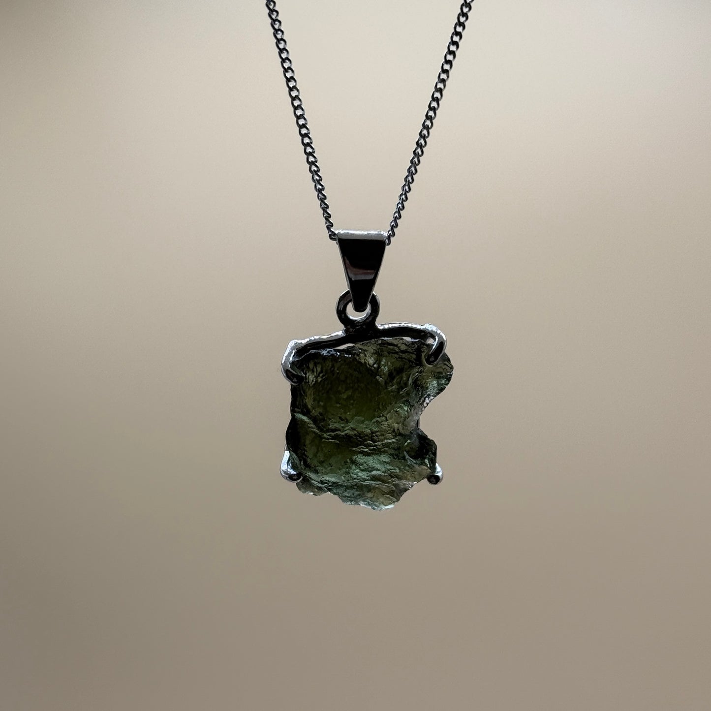 Moldavite Necklace Sterling Silver | TRANSFORMATIVE TEKTITE