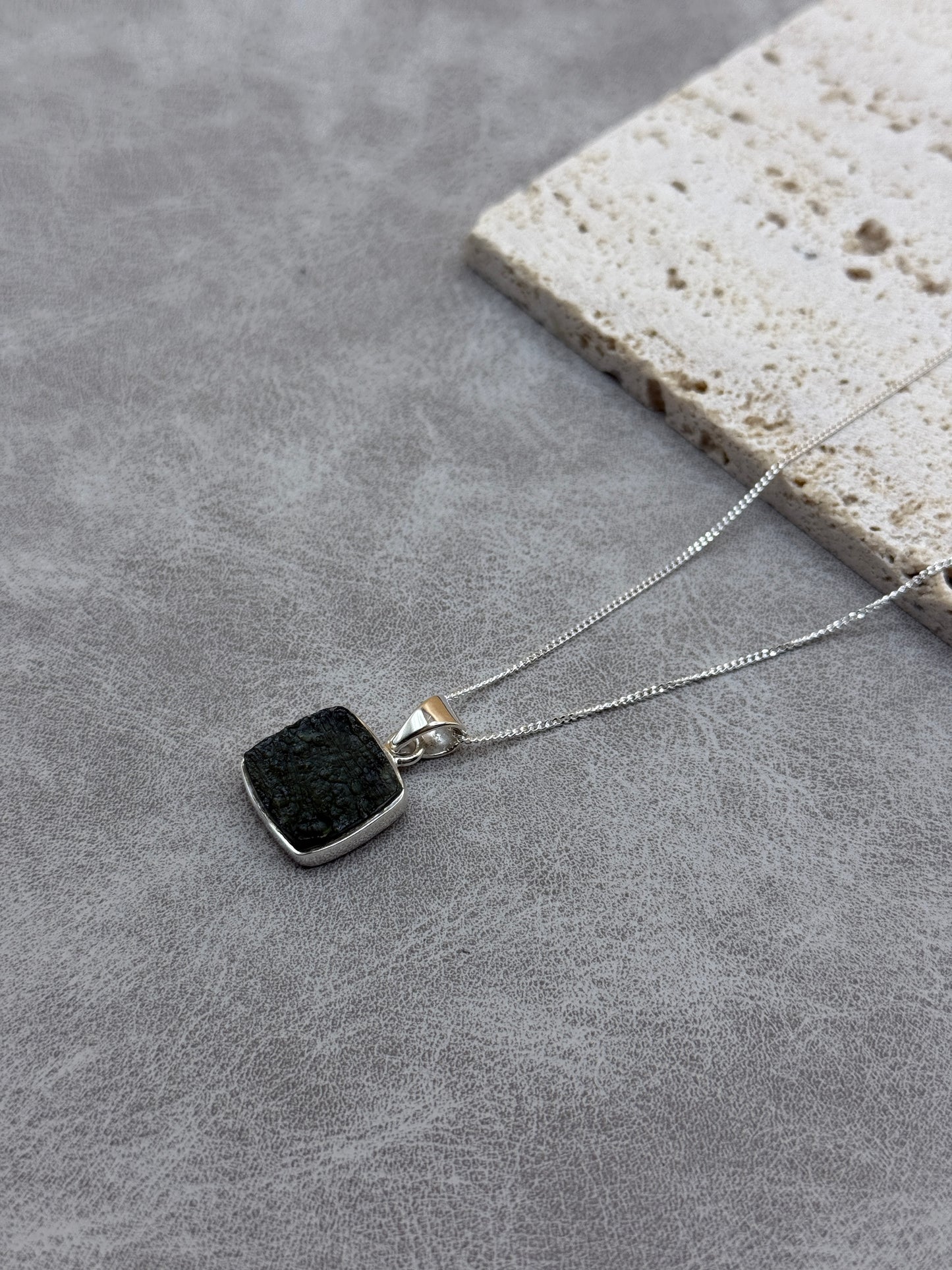 Moldavite Necklace Sterling Silver | TRANSFORMATIVE TEKTITE