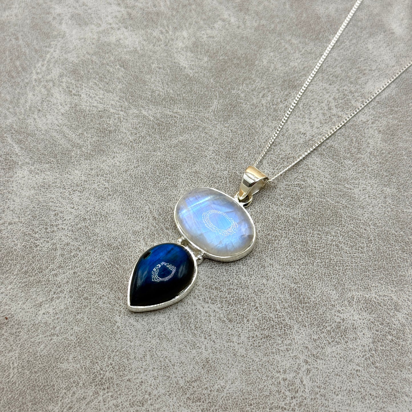 Labradorite & Moonstone Sterling Silver Combination Necklace | SPIRITUALITY | PROTECTION | DIVINE FEMININE