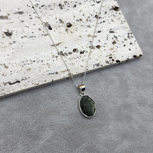 Moldavite Necklace Sterling Silver | TRANSFORMATIVE TEKTITE