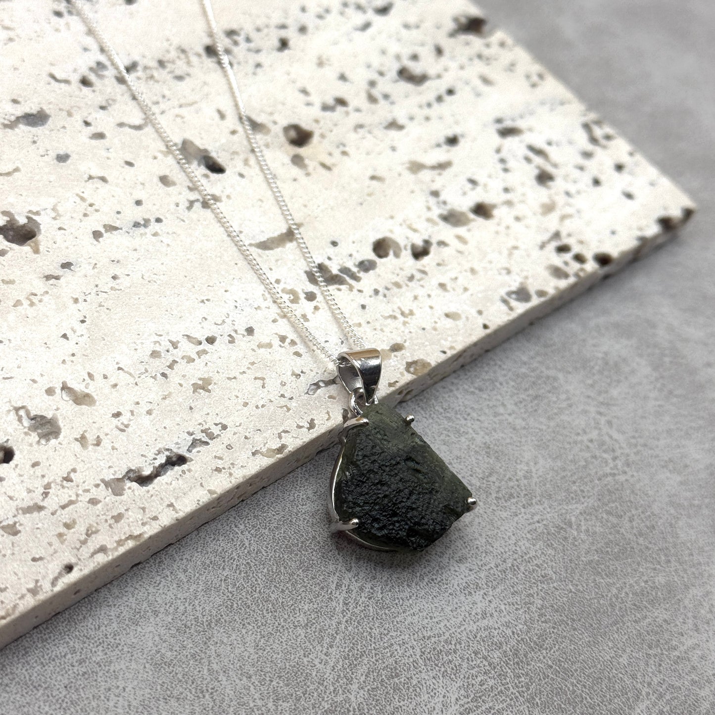 Moldavite Necklace Sterling Silver | TRANSFORMATION | EXPANSION | GROWTH