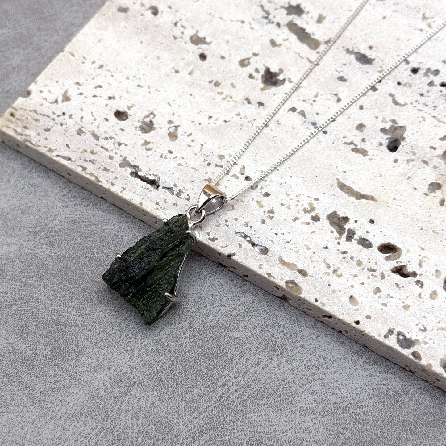 Moldavite Necklace Sterling Silver | TRANSFORMATION | EXPANSION | GROWTH