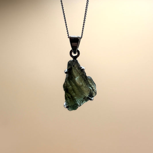 Moldavite Necklace Sterling Silver | TRANSFORMATION | EXPANSION | GROWTH