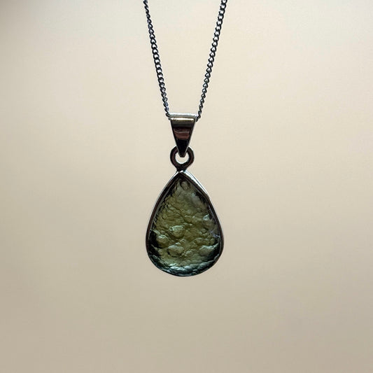 Moldavite Necklace Sterling Silver | TRANSFORMATIVE TEKTITE