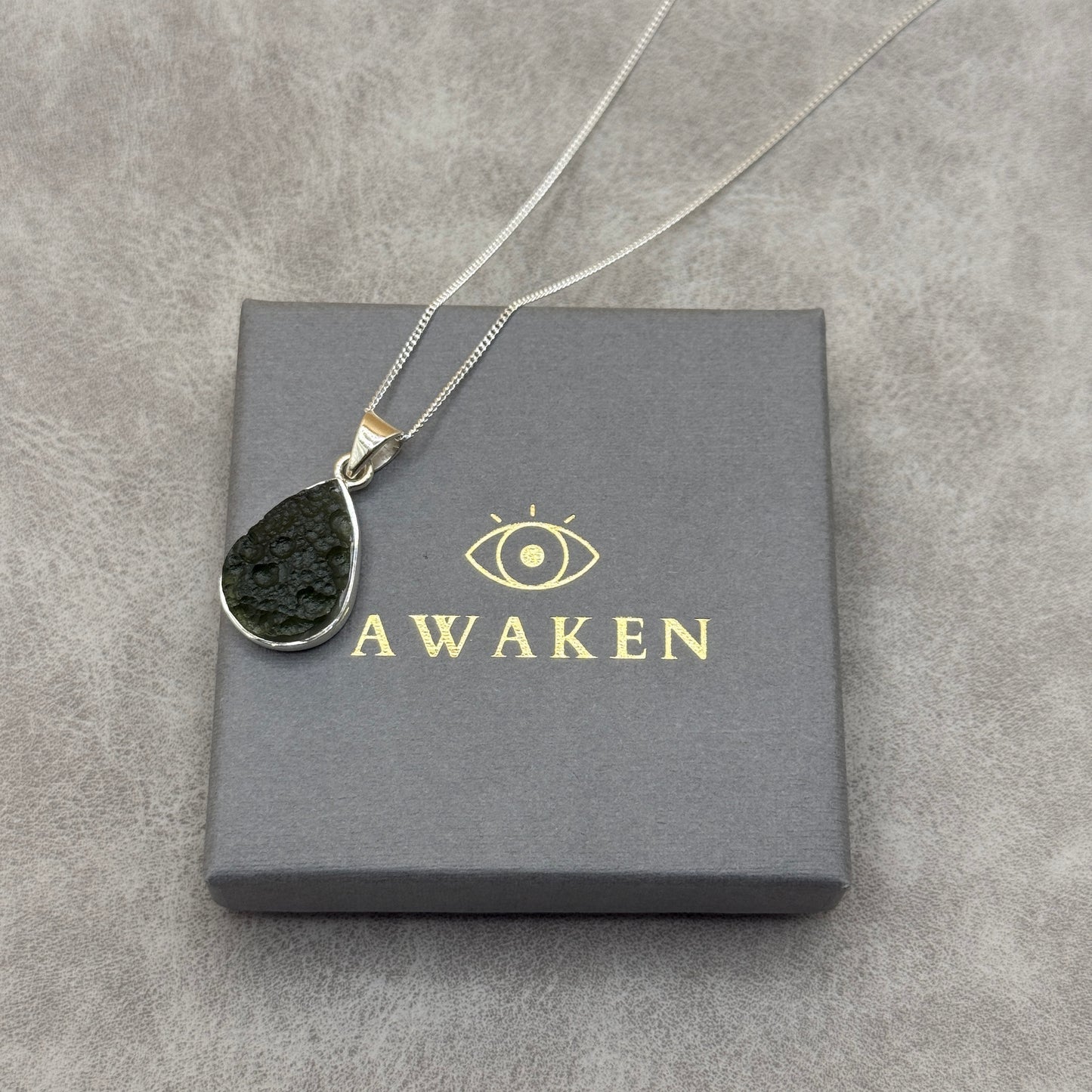 Moldavite Necklace Sterling Silver | TRANSFORMATIVE TEKTITE