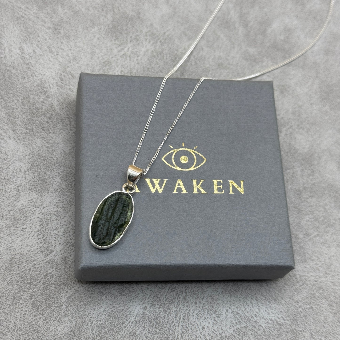 Moldavite Necklace Sterling Silver | TRANSFORMATIVE TEKTITE