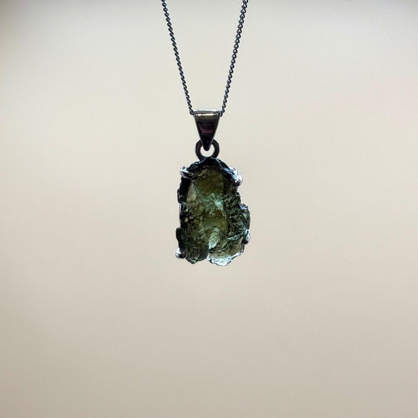 Moldavite Necklace Sterling Silver | TRANSFORMATIVE TEKTITE