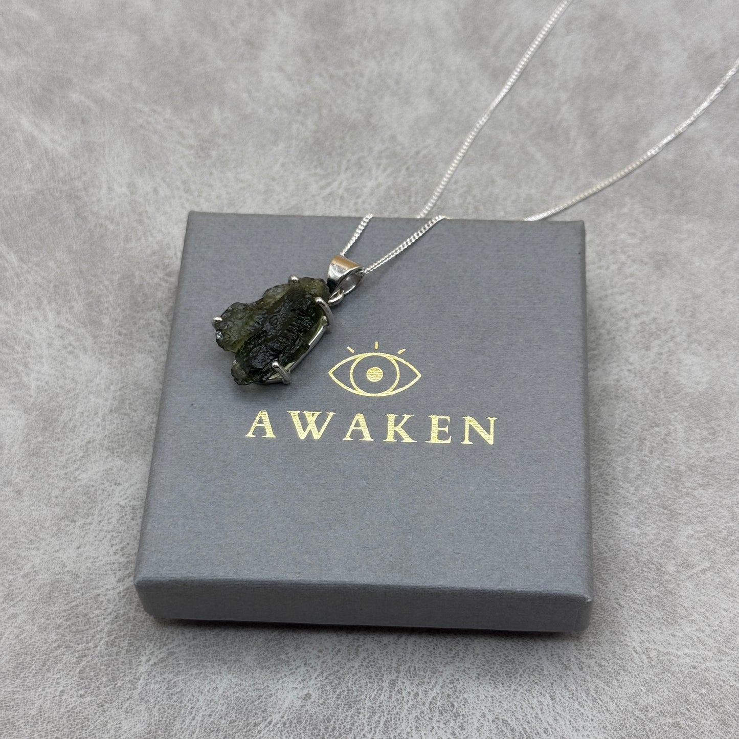 Moldavite Necklace Sterling Silver | TRANSFORMATIVE TEKTITE