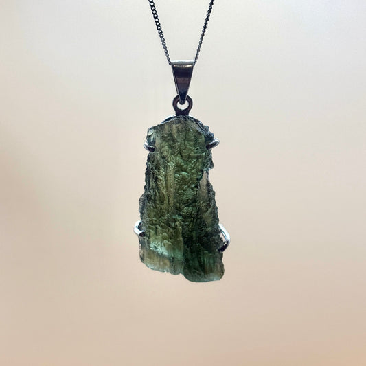 XXL Moldavite Necklace Sterling Silver | TRANSFORMATION | EXPANSION | GROWTH