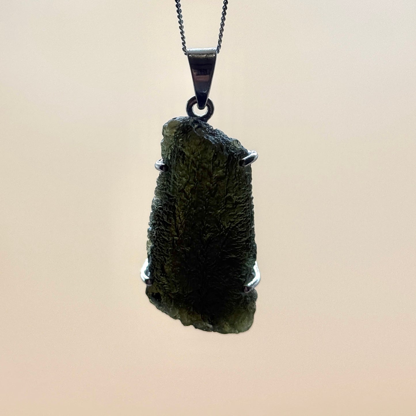 XXL Moldavite Necklace Sterling Silver | TRANSFORMATION | EXPANSION | GROWTH