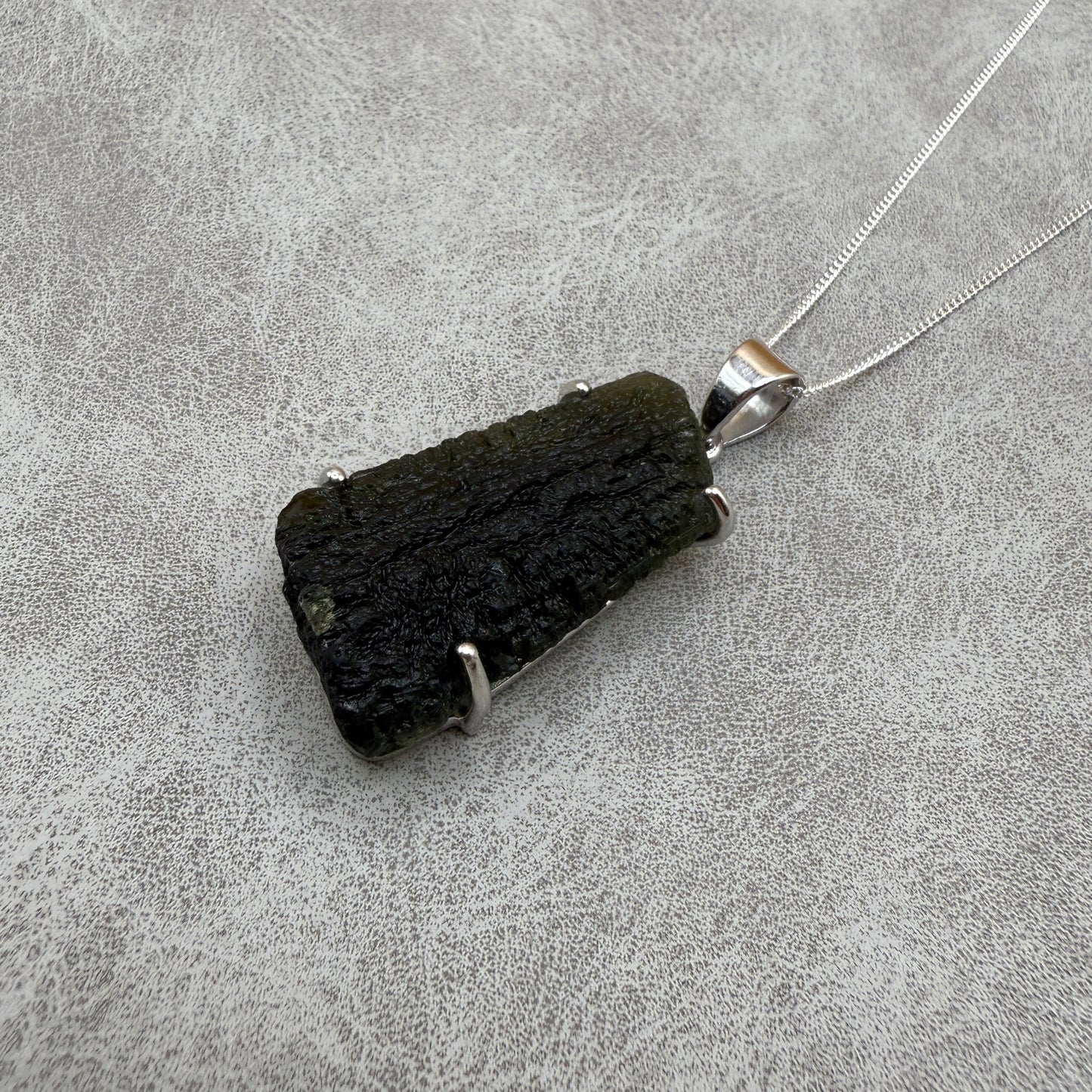 XXL Moldavite Necklace Sterling Silver | TRANSFORMATION | EXPANSION | GROWTH