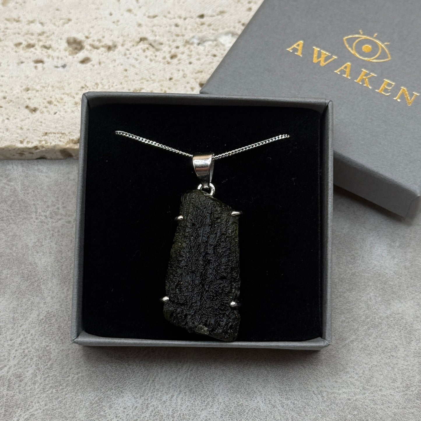 XXL Moldavite Necklace Sterling Silver | TRANSFORMATION | EXPANSION | GROWTH