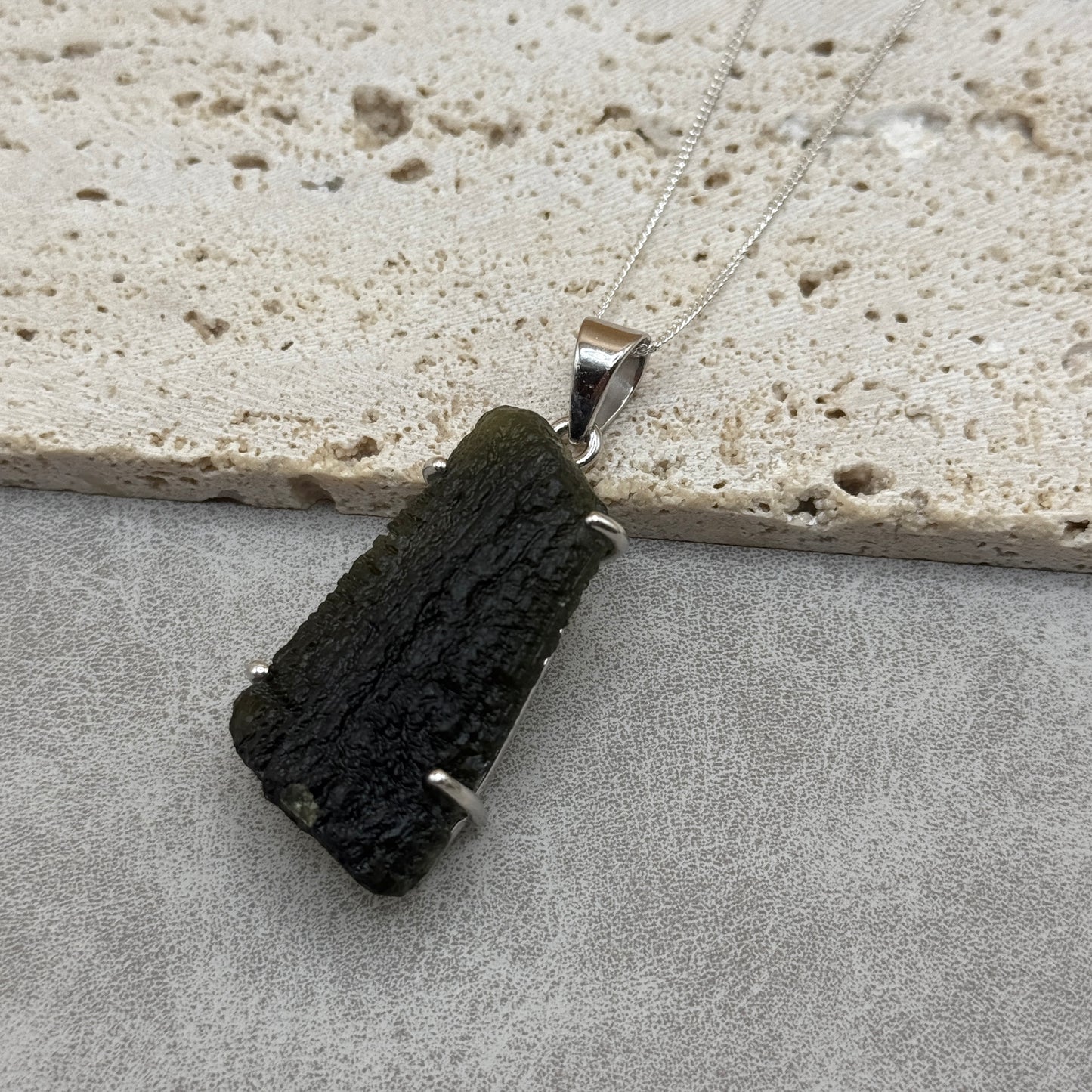 XXL Moldavite Necklace Sterling Silver | TRANSFORMATION | EXPANSION | GROWTH