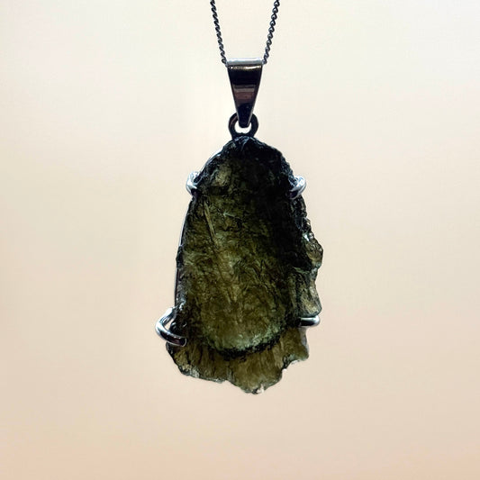 XXL Moldavite Necklace Sterling Silver | TRANSFORMATION | EXPANSION | GROWTH