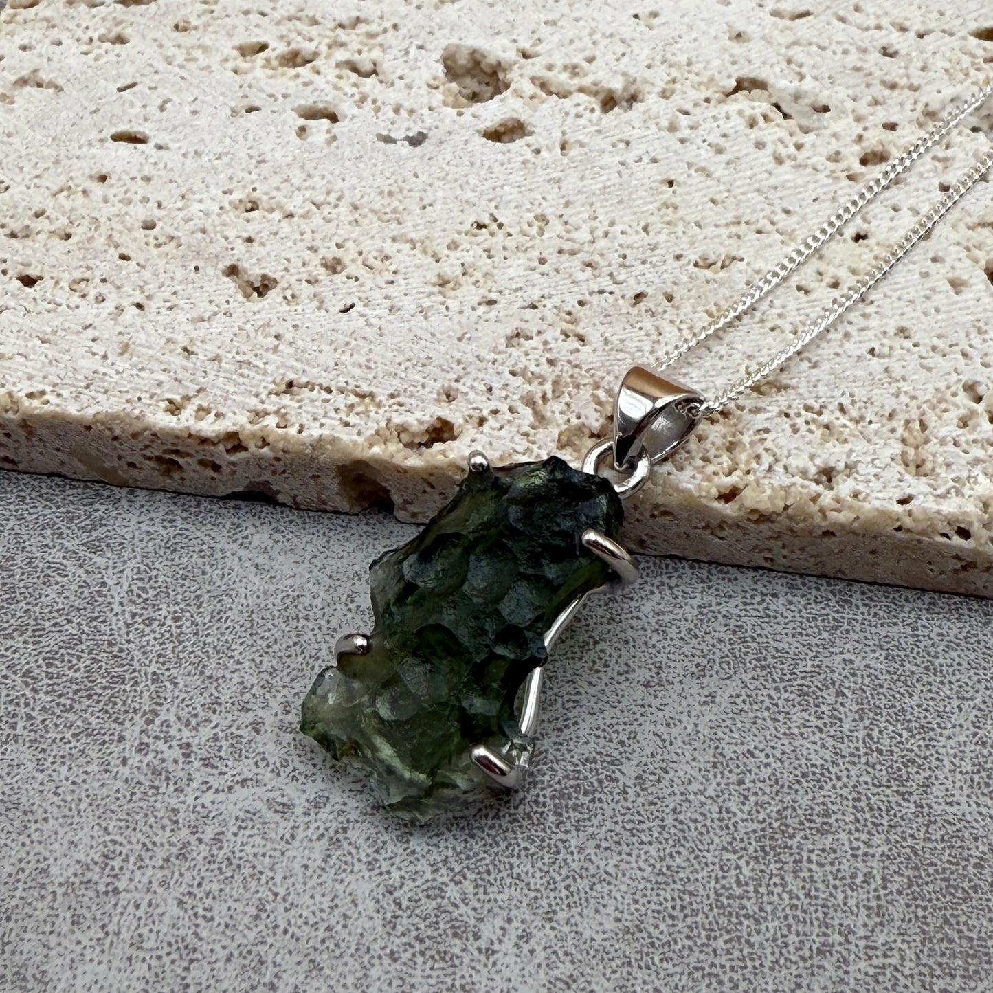 Moldavite Necklace Sterling Silver | TRANSFORMATION | EXPANSION | GROWTH