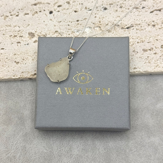 Sterling Silver 925 Libyan Desert Glass Necklace | TRANSFORMATION | ABUNDANCE | INSPIRATION