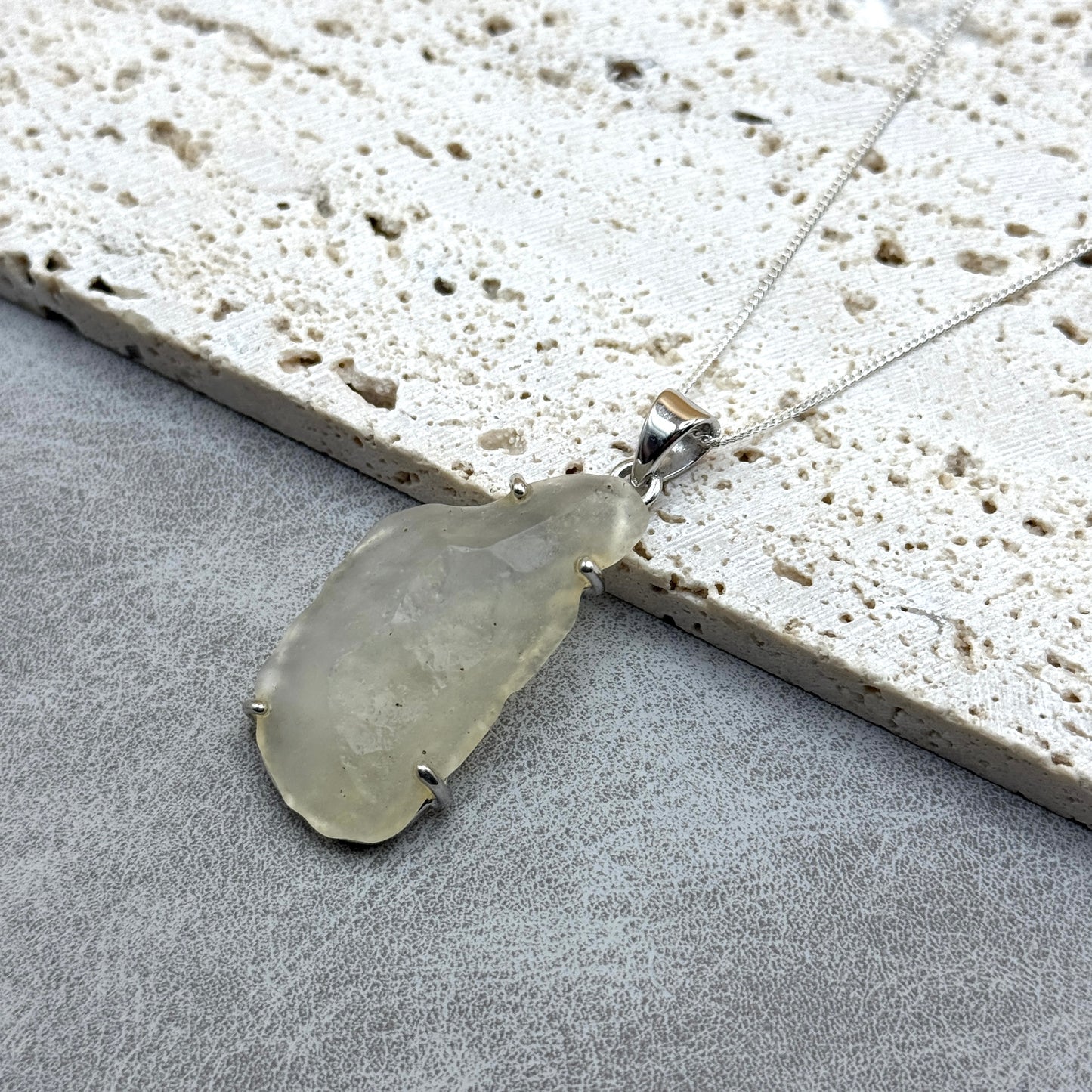 Sterling Silver 925 Libyan Desert Glass Necklace | TRANSFORMATION | ABUNDANCE | INSPIRATION